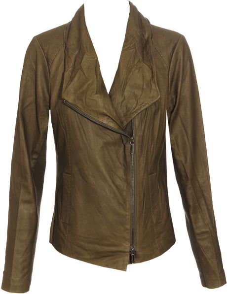 Vince Soft Leather Biker Jacket in Green (forest) - Lyst