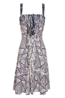 Oscar de la Renta Tiered Printed Silk Dress - Lyst