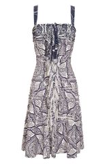 Oscar de la Renta Tiered Printed Silk Dress