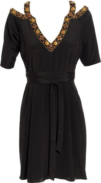 Temperley London Embroidered Cut Out Dress in Black - Lyst