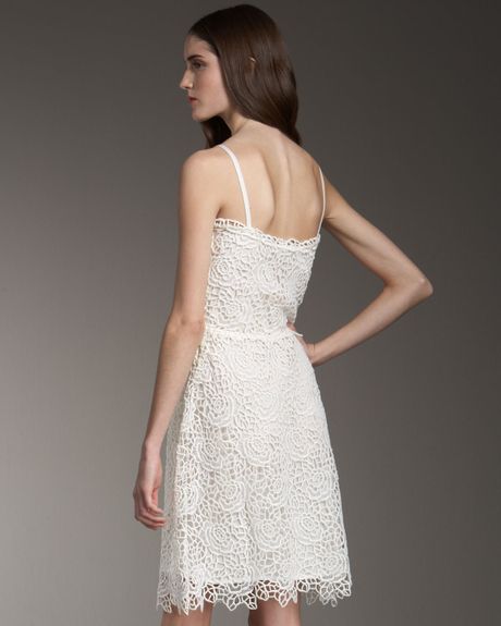 Dior Satin Guipure Lace Dress In White Ivory Lyst