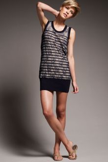 Jean Paul Gaultier Lace-overlay Striped Dress - Lyst