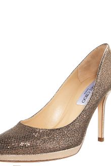Jimmy Choo Glittered Platform Pump, Bronze - Lyst