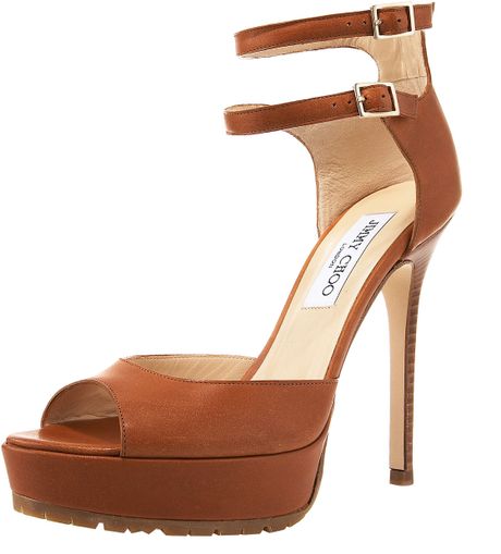 Jimmy Choo Double Buckle Anklewrap Sandal in Brown (tan vachetta) - Lyst