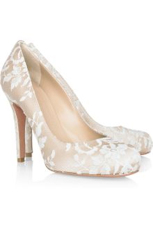 Alexander McQueen Lace-covered Satin Pumps - Lyst