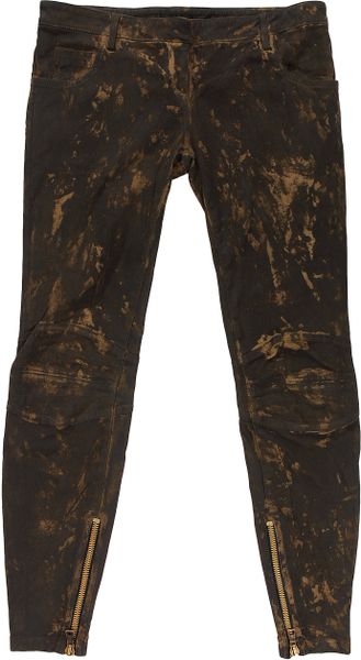 Balmain Leather Wash Trousers in Brown - Lyst