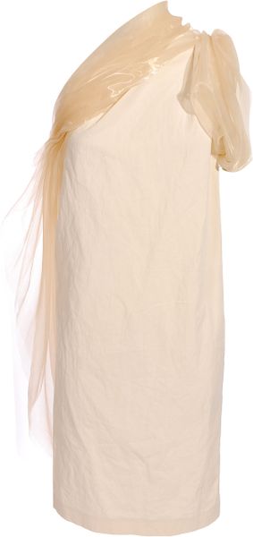 Bottega Veneta Tulle Trimmed Dress in Pink (cream) - Lyst