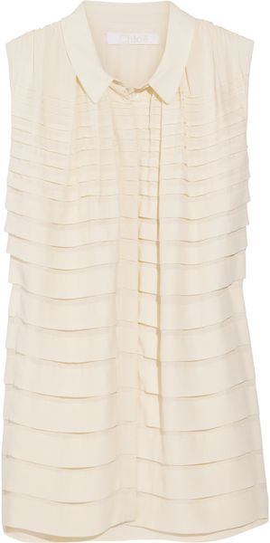 Chloé Pleated Crepe Sleeveless Blouse - Lyst