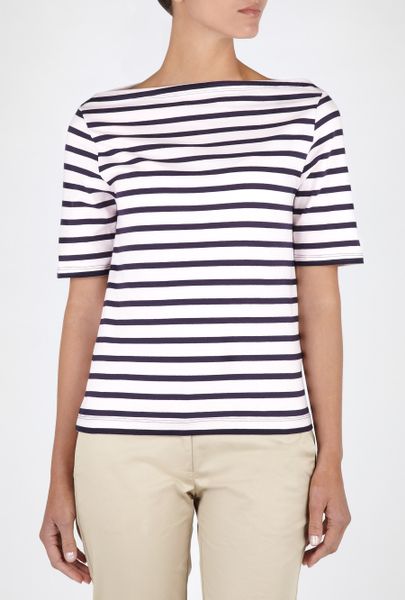 Farhi By Nicole Farhi Breton Pastel Stripe Tee in White (pink) - Lyst