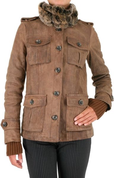 Gold Bunny Murmaski Collar Leather Jacket in Brown - Lyst