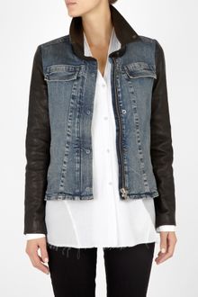 Helmut Lang Leather & Demin Jacket - Lyst