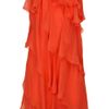 Halston Ruffletier Silkchiffon Dress in Orange - Lyst