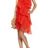 Halston Ruffletier Silkchiffon Dress in Orange - Lyst