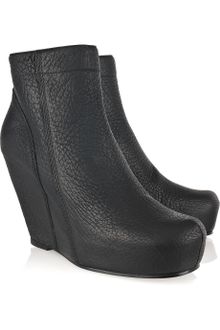 Rick Owens Leather Wedge Ankle Boots - Lyst