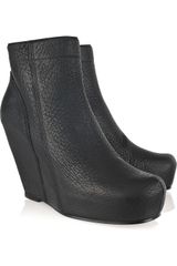 Rick Owens Leather Wedge Ankle Boots