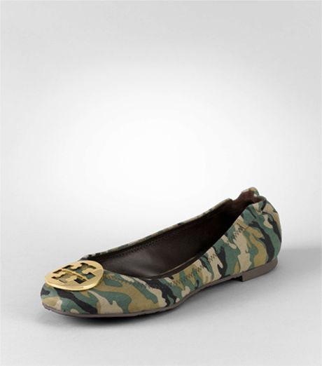 Tory Burch Camo Reva Ballerina Flat In Green Camo Lyst 