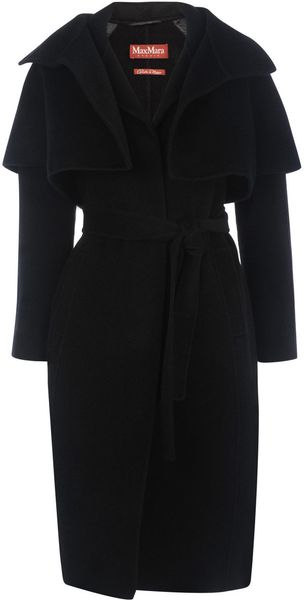 Max Mara Belted Coat in Black - Lyst
