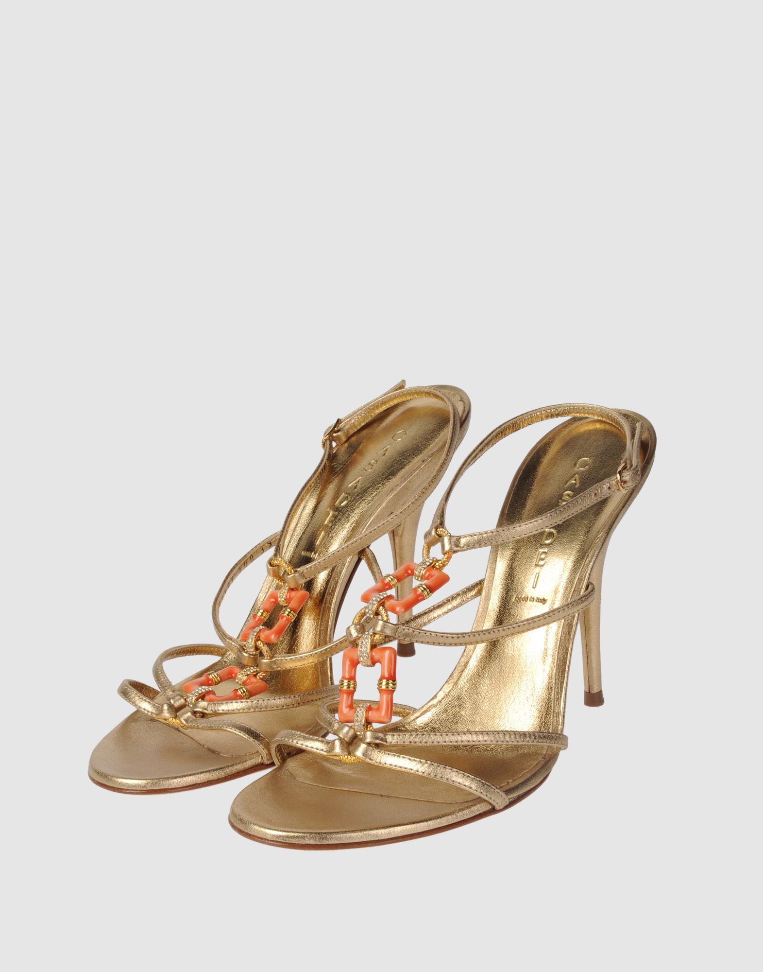 Casadei High-heeled Sandals in Gold | Lyst