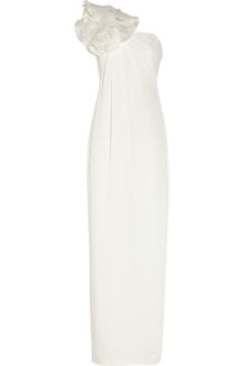 Notte By Marchesa Organza-ruffled Silk-crepe Column Gown - Lyst