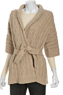 BCBGMAXAZRIA Heather Camel Cotton-wool Cable Knit Cardigan - Lyst