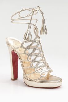 Christian Louboutin Salsbourg Metallic Leather Strappy Sandals - Lyst