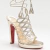 Christian Louboutin Salsbourg Metallic Leather Strappy Sandals in Gold - Lyst