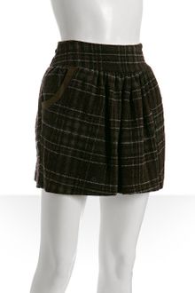 Geren Ford Brown Plaid Wool Blend Pleated Mini Skirt - Lyst