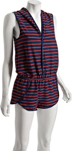 Marc By Marc Jacobs Navy Disco Stripe Hooded Coverup Romper in Blue (navy) - Lyst