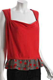 Moschino Cheap & Chic Red Jersey Sleeveless Polka Dot Blouse - Lyst