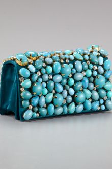 Prada Raso Pietre Clutch, Turchese - Lyst