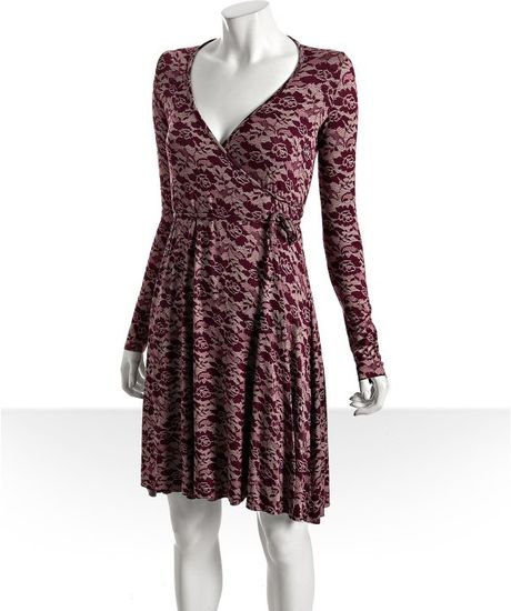 Rachel Pally Dragonfly Lace Print Jersey Wrap Dress in Purple