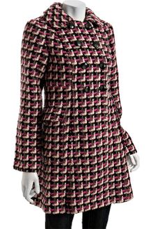 Tibi Pink Plaid Wool Knit Double-breasted Coat - Lyst