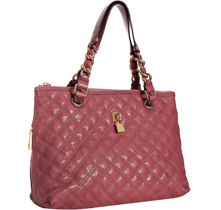Marc Jacobs Rose Quilted Lacquered Leather Natasha Zip Tote in Pink (rose) | Lyst