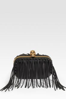 Alexander McQueen Fringe Skull Leather Box Clutch - Lyst