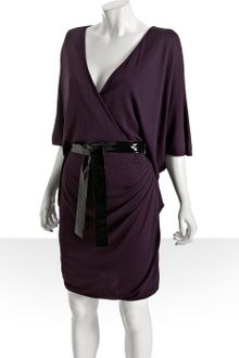 Gucci Violet Jersey V-neck Belted Batwing Dress - Lyst