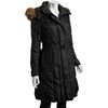 Marc New York Black Quilted Fur Trim Belted Down Coat in Black - Lyst