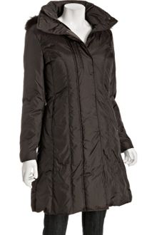 Marc New York Chocolate Quilted Fox Trim Hooded Down Coat - Lyst