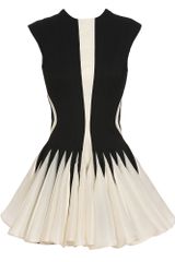 David Koma Wool, Silk and Leather Dress with Skater Skirt