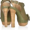 Emilio Pucci Leather and Canvas Laceup Sandals in Green (olive) - Lyst