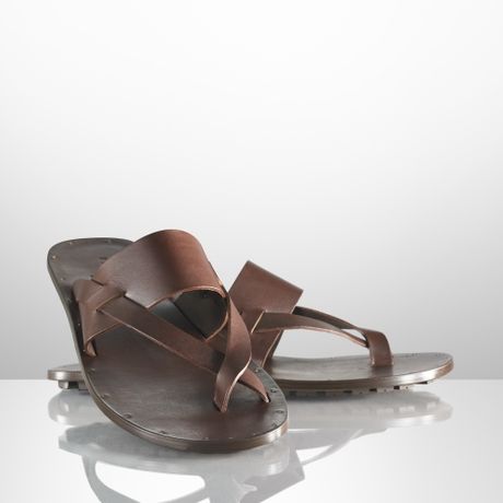 Ralph Lauren Iffingten Leather Slide Sandal in Brown for Men | Lyst