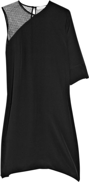 Richard Nicoll Stella Asymmetric Silkcrepe Dress in Black - Lyst