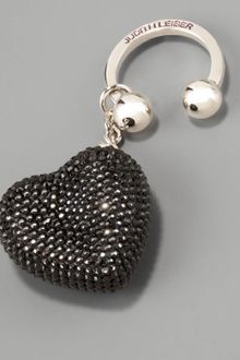 Judith Leiber Heart N Soul Key Ring, Black - Lyst