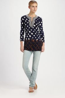 Tory Burch Booker Silk Interlock Blouse - Lyst