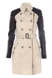 Burberry Prorsum Leather and Cotton Trench Coat - Lyst