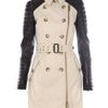 Burberry Prorsum Leather and Cotton Trench Coat in Beige - Lyst