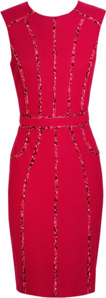 Jason Wu Cotton Pique Dress with Floral Silk Chiffon in Orange (fuchsia) - Lyst