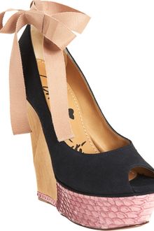 Lanvin Peep Toe Wedge - Lyst