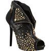 Alexander Mcqueen Black Leather Studded Zip Front Platform Booties in Black - Lyst