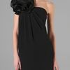 Notte By Marchesa One Shoulder Column Gown with Flower in Black - Lyst