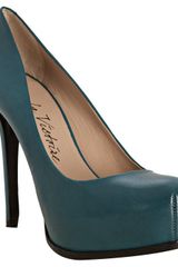 Pour La Victoire Teal Leather Irina Platform Pumps